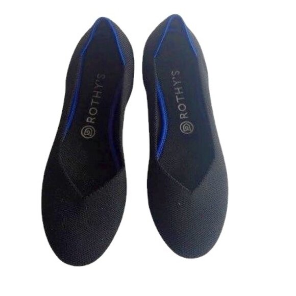 Rothy's The Flat in Black Recycled Knit Round Toe 9 - Picture 1 of 6